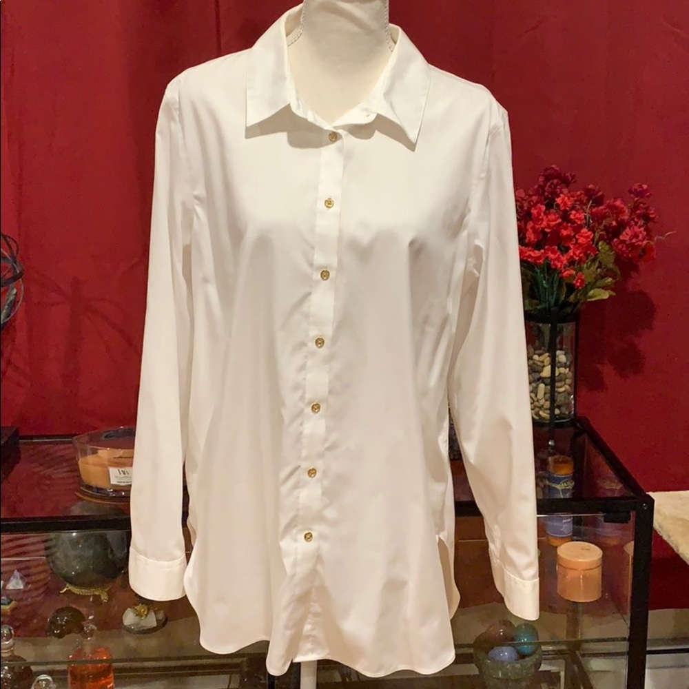 Calvin Klein White Button Down Tunic size Large
